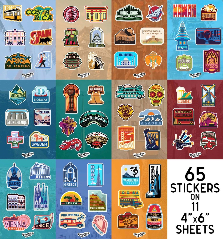 MINI Travel Stickers – 65 Locations!