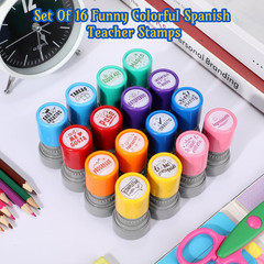 16 Pcs Spanish Teacher Self Inking Stamps Teacher Gifts Motivation Grading Stamp