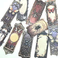 Gothic Butterfly Spider Embossed Cardstock Tag Stickers Junk Journaling Collage