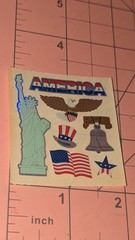 Vintage Sandylion Stickers Patriotic Stars Flag Red White Blue Lot 2 Modules