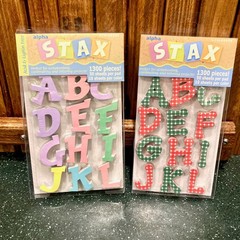 Alpha Stax Paper Letters ABC LOT Colorbok 1300 Pcs Each Pack: Pastel & Xmas