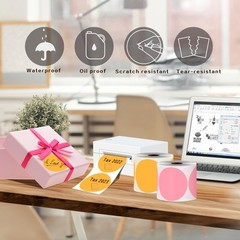 3 Inch Round Thermal Stickers, Self-Adhesive Circle Direct Thermal Labels, 50…