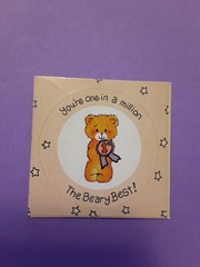 vintage 80s teddy bear sticker module *damaged*