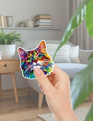 Rainbow Kitten Die Cut Vinyl Stickers Scrapbooking Laptop Waterbottle