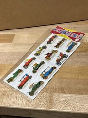 Vintage 1980s Puffy Stickers Sheet NOS NEW Vinyl Stick On Early 1900s Cars Japan