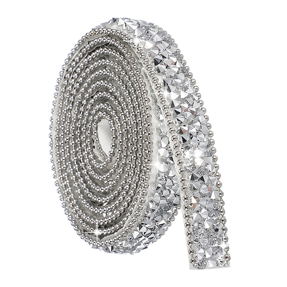 Self Adhesive Resin Rhinestone Strips, Diamond Bling for Crafts, Silver
