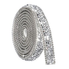 Self Adhesive Resin Rhinestone Strips, Diamond Bling for Crafts, Silver