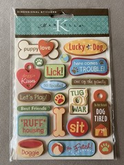 Dog Themed 3 Dimensional Stickers-Sheet: 6” X 4 3/4” & Includes 13 Stickers, New
