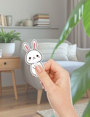 Cute White Bunny Vinyl Die Cut Stickers Set Scrapbooking Laptop Water Bottle