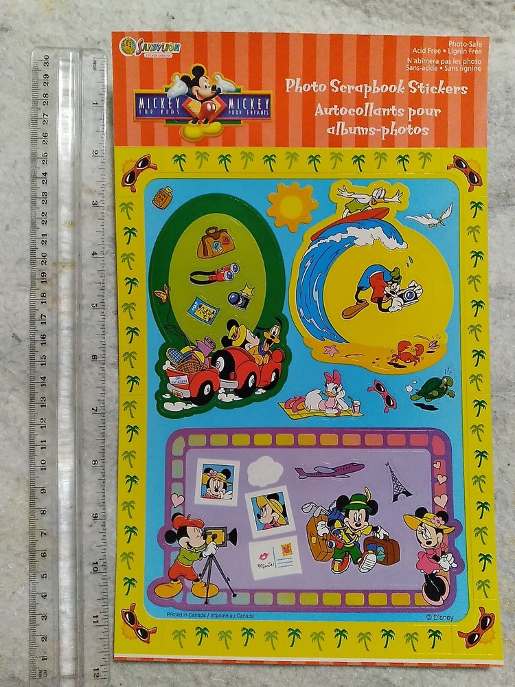 Vintage Sandylion Photo Scrapbook Stickers Mickey Mouse Minnie Vacation Roadtrip