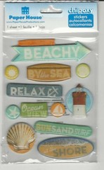 Paper House 3-D~JUST BEACHY~raised epoxy sticker set~BNIP~Nice! FAST SHIP!!