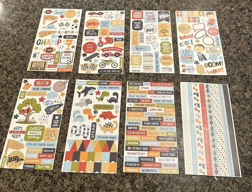 Echo Park ALL BOY Sticker Book 16 Pages Icons Letters Words Phrases