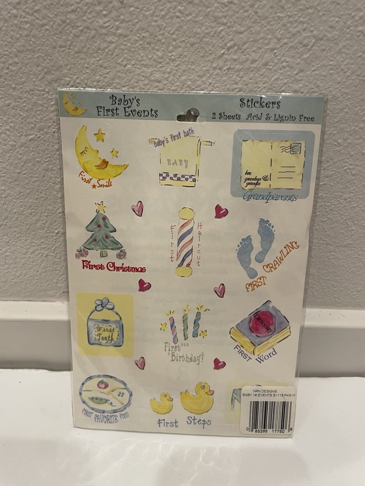 VTG NRN Designs Stickers Baby’s First Events Walking Bath 2 Sheets Scrapbooking