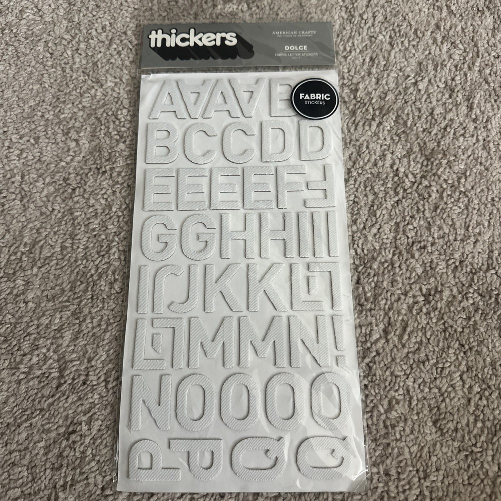 American Crafts Thickers Fabric White Stickers