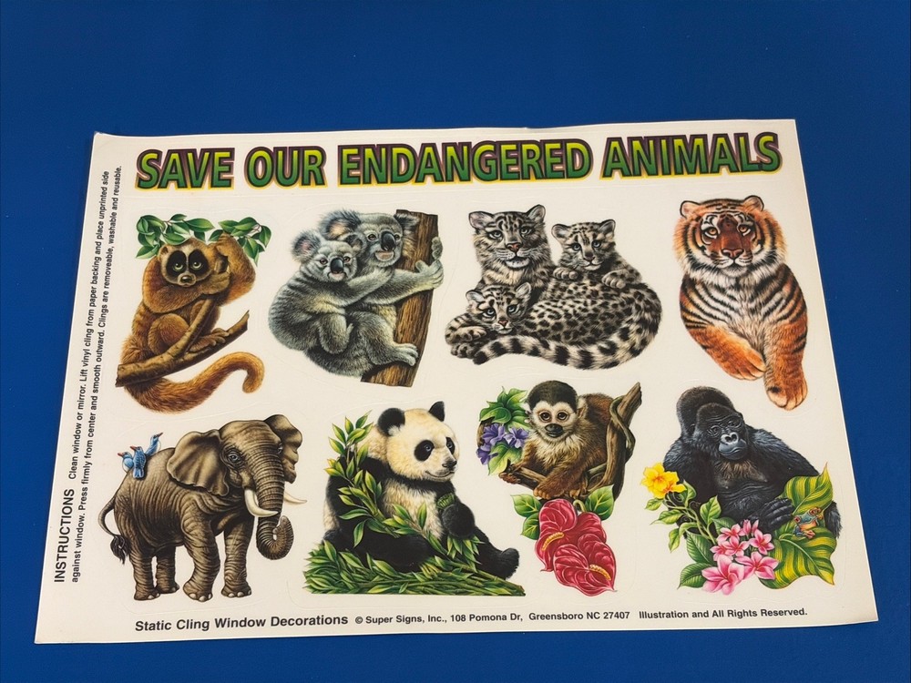 Save Our Endangered Animals Window Or Mirror Clings