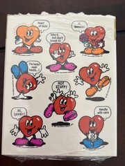 Hallmark vintage 1981 Stickers Valentines Day Hearts W Faces Quotes Love 1 Sheet