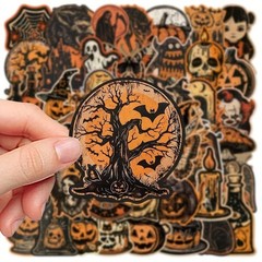 50pcs Retro Halloween Stickers Lot PVC Horror Junk Journaling Craft Scrapbooking