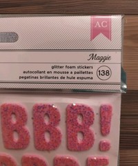 American Crafts Thickers Alphabet Stickers Maggie Pink Glitter Foam 138 pieces