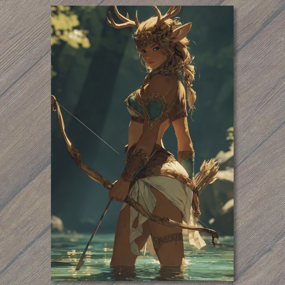 STICKER Deer Antler Elf Archer Forest River Fantasy Warrior Bow Quiver