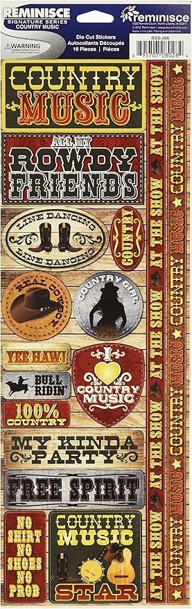 Country Music, cardstock scrapbook stickers – Reminisce RSS366