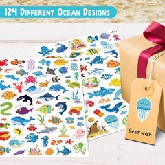 1480PCS Ocean Stickers for Kids, 24 Sheets, Vinyl, Waterproof Under The Sea F…