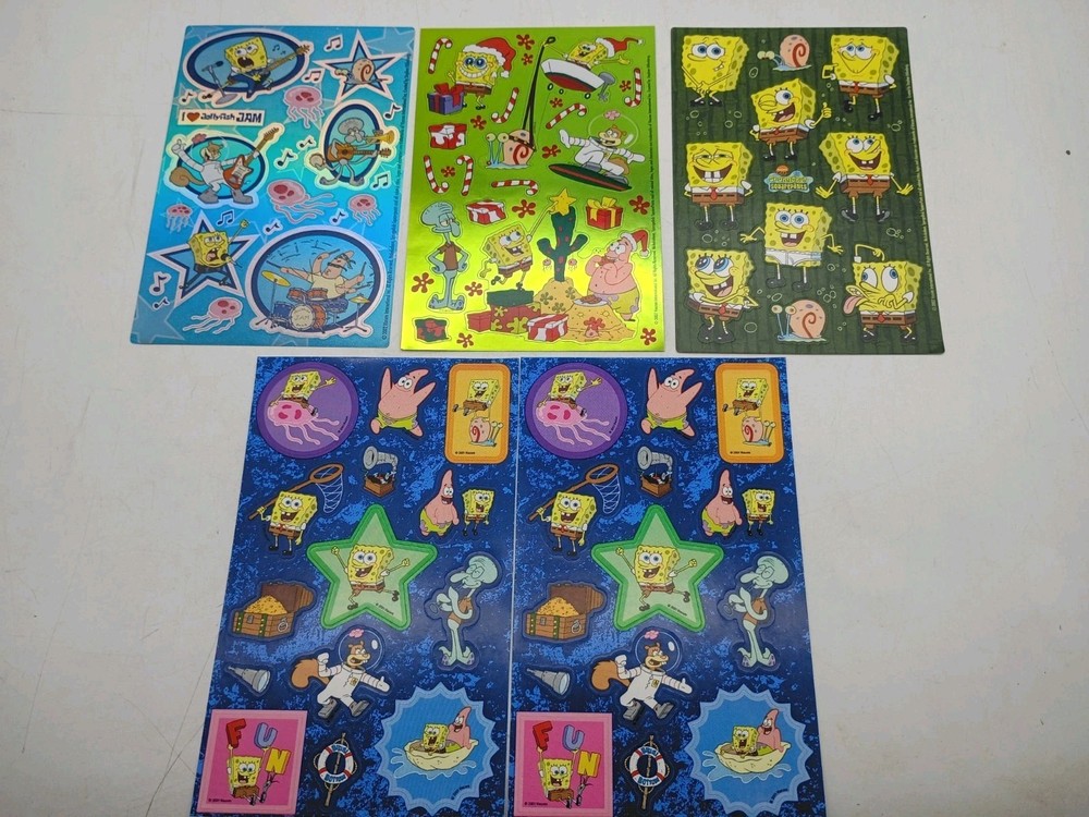 Vintage 2002 Sandylion Mylar Sticker Sheet LOT B SpongeBob SquarePants Patrick