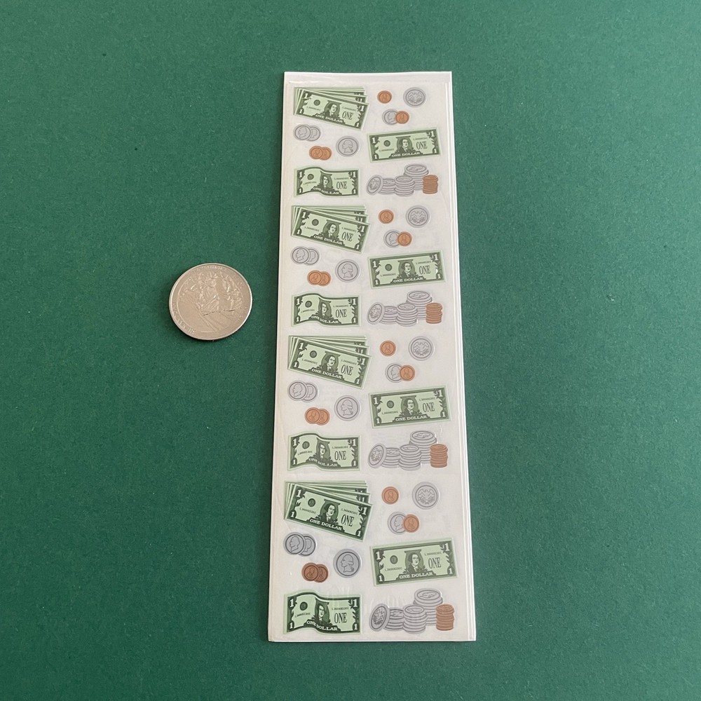 Vintage Mrs. Grossman’s Stickers Strip Money Dollar Bills Cash Change