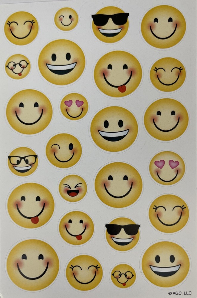 EMOJI Stickers(25pc)AGC•Faces •Expressions•Smiley faces •Sunglasses•Card making•