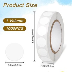 1000 Pcs White Round Dot Stickers 0.5 Inch Waterproof Circle Labels for Marking