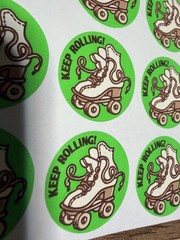 Retro Trend Scratch ‘n Sniff «Keep Rolling!» Sticker Sheet – Leather Scented