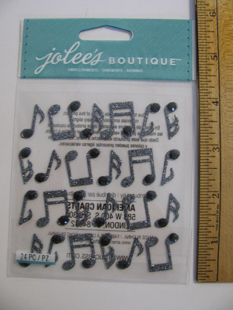 Jolee’s MUSIC NOTES REPEATS Embellishments Glitter/Rhinestones 24 Pieces NOS