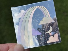 Vintage RAINBOW Hologram Holographic Sticker Decal MYLAR FOIL