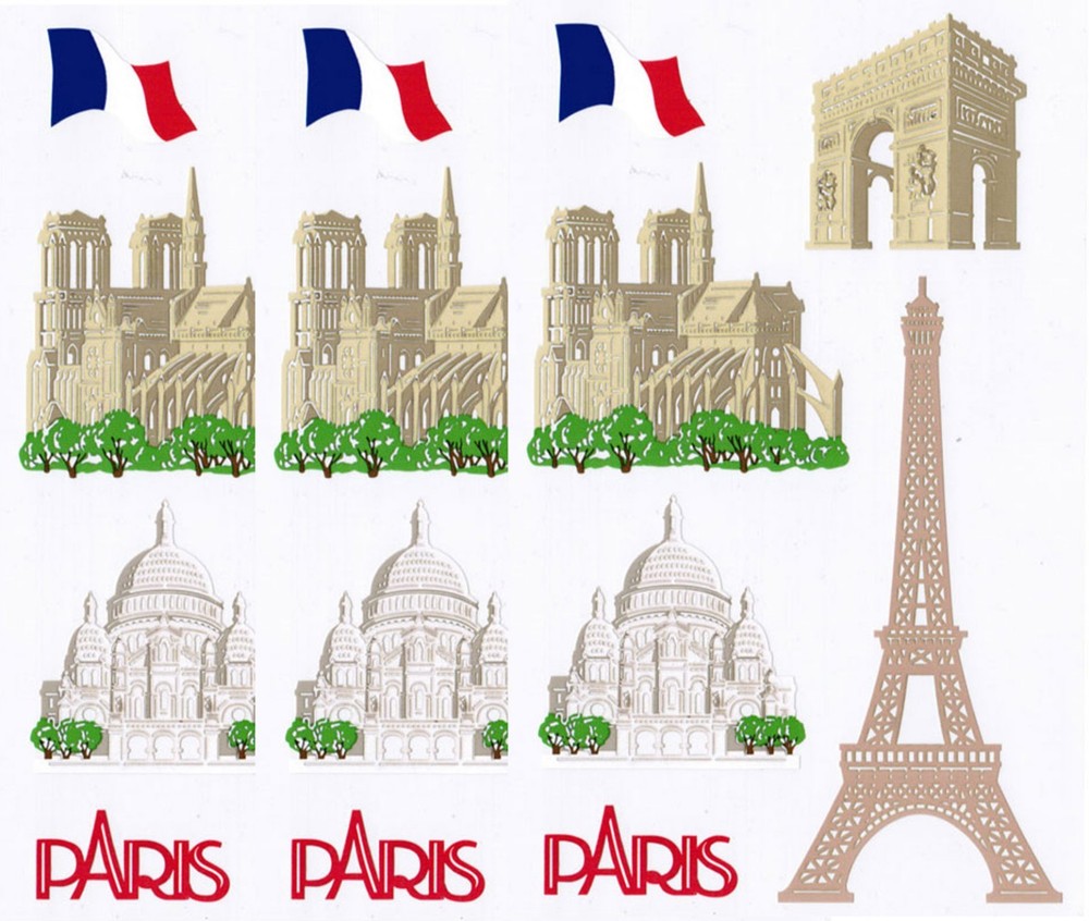 Mrs. Grossman’s PARIS France Eiffel Tower Scrapbook Stickers 3 sheets