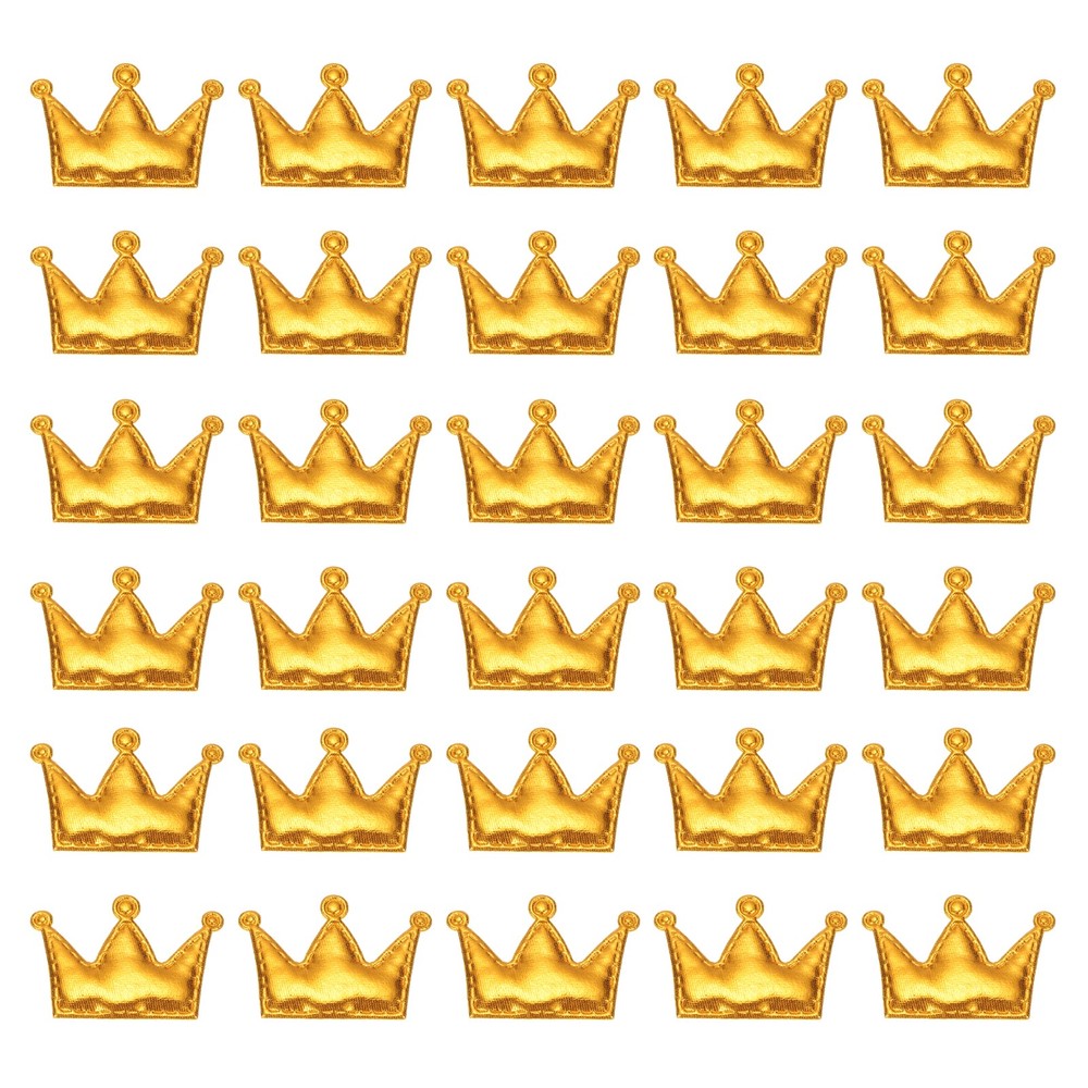 50Pcs Crown Appliques Sew on Patches, Shiny Crown Charm, Gold