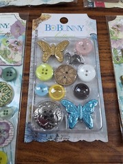 7 Bo Bunny Mixed Collections Chipboard Stickers 3D Embellishment Scrapbook Brads