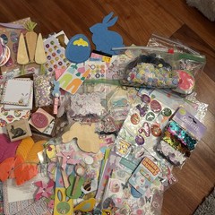 Easter Spring Scrapbooking Crafting Lot Hundreds Stickers Ribbon Misc Tons