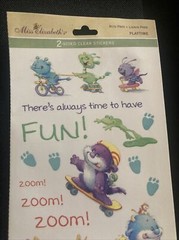 Miss Elizabeth’s Stickers Playtime Cute Monsters Animals Playing Bike Scooter
