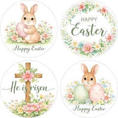 Happy Easter Stickers Religious Easter Bunny Egg Stickers 2 Inch 60Pcs Large …