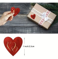 500 pcs Sticker Seals Roll Red Heart Semi Gloss Self Adhesive All Purpose