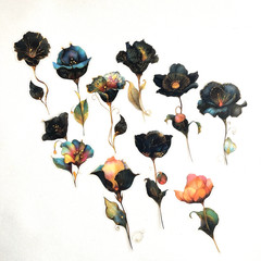Long Stem Fantasy Flower Stickers Junk Journal Collage Scrapbooking