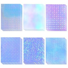 36 Sheets Holographic Sticker Paper, Clear Vinyl Lamination Sticker Film 8.5×11″