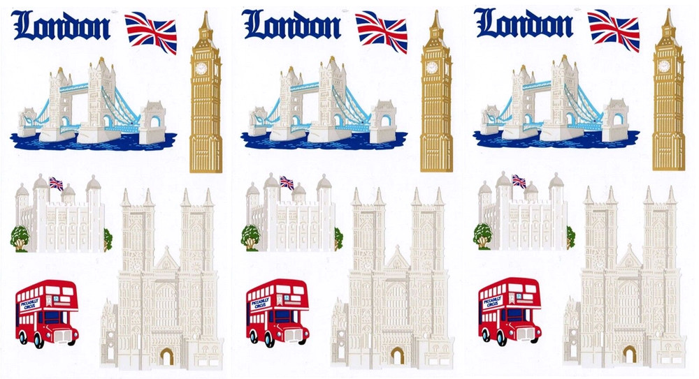Mrs. Grossman’s LONDON England Travel Scrapbook Stickers 3 Sheets Big Ben Palace