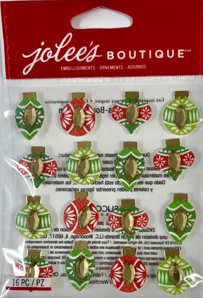 Jolee’s Boutique Dimensional Embellishments ~ Colorful Ornament Repeat ~ 16 Pc