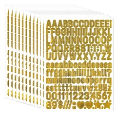 0.5 Inch Letter Stickers, 12 Sheets Vinyl Alphabet Stickers inch, Gold