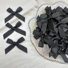Dorothy 100pcs Mini Satin Bows for Crafts,4x4cm Black Small Bows with 100 Pcs Do