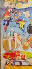 13 Count Handmade Scrapbooking Stickers 3D Hawaii Beach Tropical Aloha Surf NEW