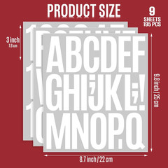 195 Pc 3 Inch White Vinyl Letter Number Stickers Self Adhesive for Signs Crafts