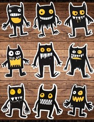 Black and Yellow Monster Die Cut Vinyl Stickers Scrapbooking Laptop Waterbottle
