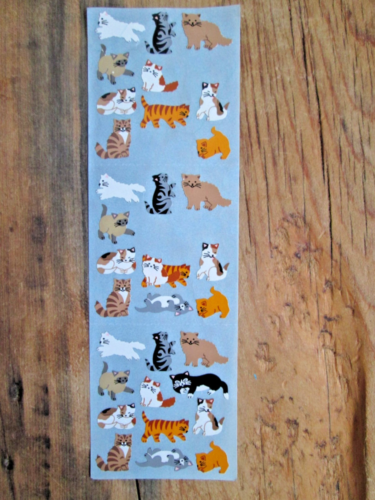 Vintage Sandylion Cat Sticker Sheet Lot Stickers Tiny Kittens Kromekote Square