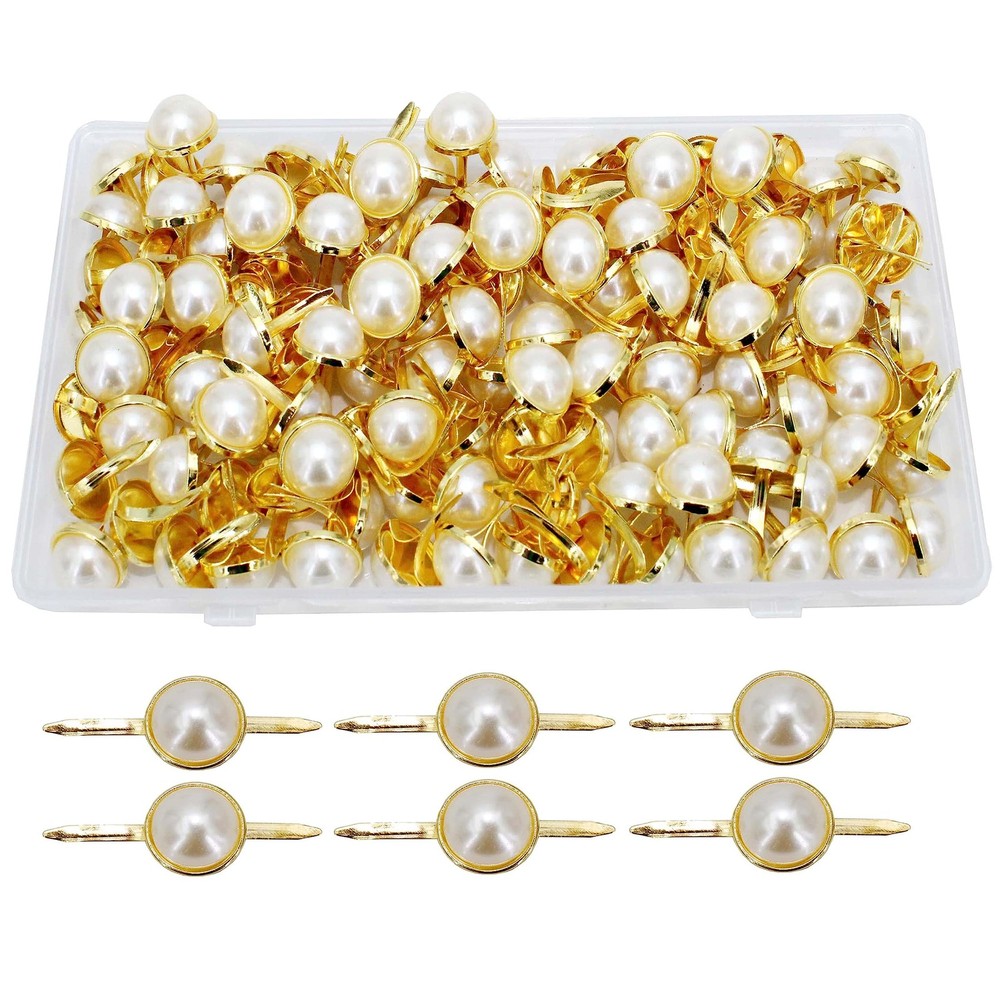 12 X 18Mm 100Pcs Imitation Pearl Brads Paper Fastener Scrapbooking DIY Making We